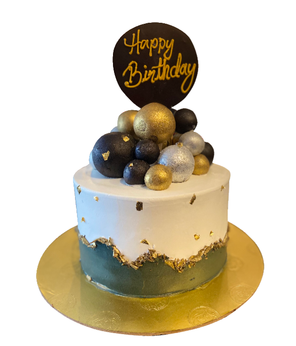 White &amp; Gold Color Cake